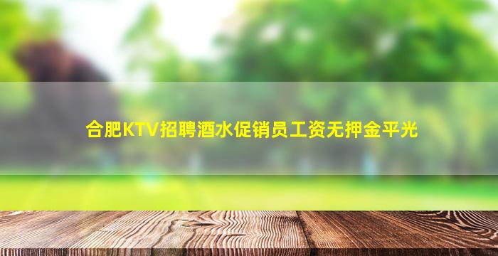 合肥KTV招聘酒水促销员工资无押金平光